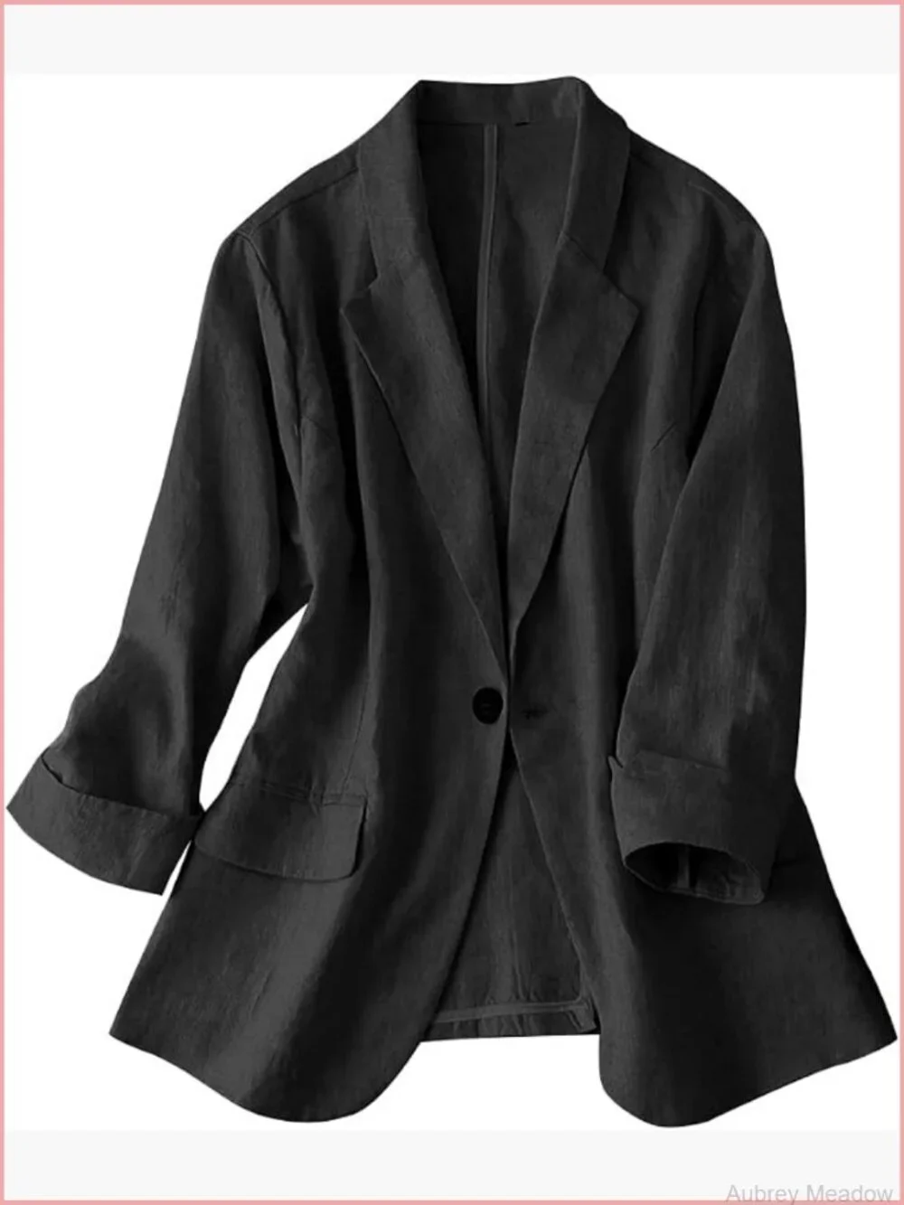 Lightweight Linen Blazer 3/4 Sleeve Notch Lapel One Button Suit Coat
